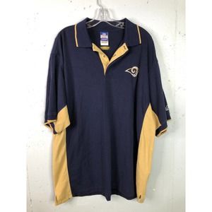 Vintage Reebok L.A. Rams Short Sleeve Rugby Style Polo Shirt Size‎ XL Blue/Tan